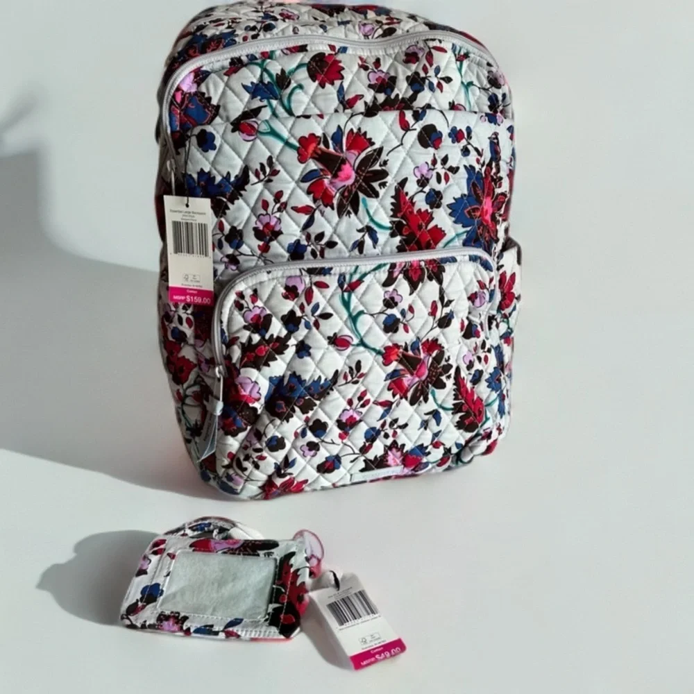 Set Vera Bradley Essential Large Backpack Vineyard Floral, Zip ID & Lanyard NWT
